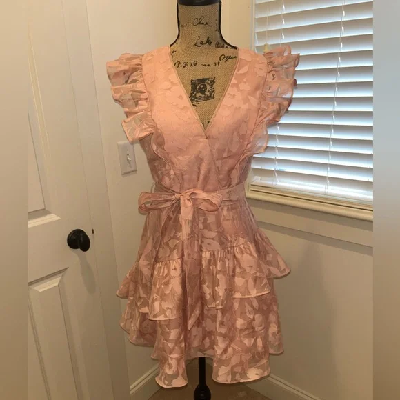 Laundry By Shelli Segal - Pink flutter-sleeve organza minidress - Picture 2 of 4